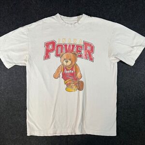 Inaka Power T-Shirt Mens Large White Basketball Bear Graphic Gym Streetwear Tee